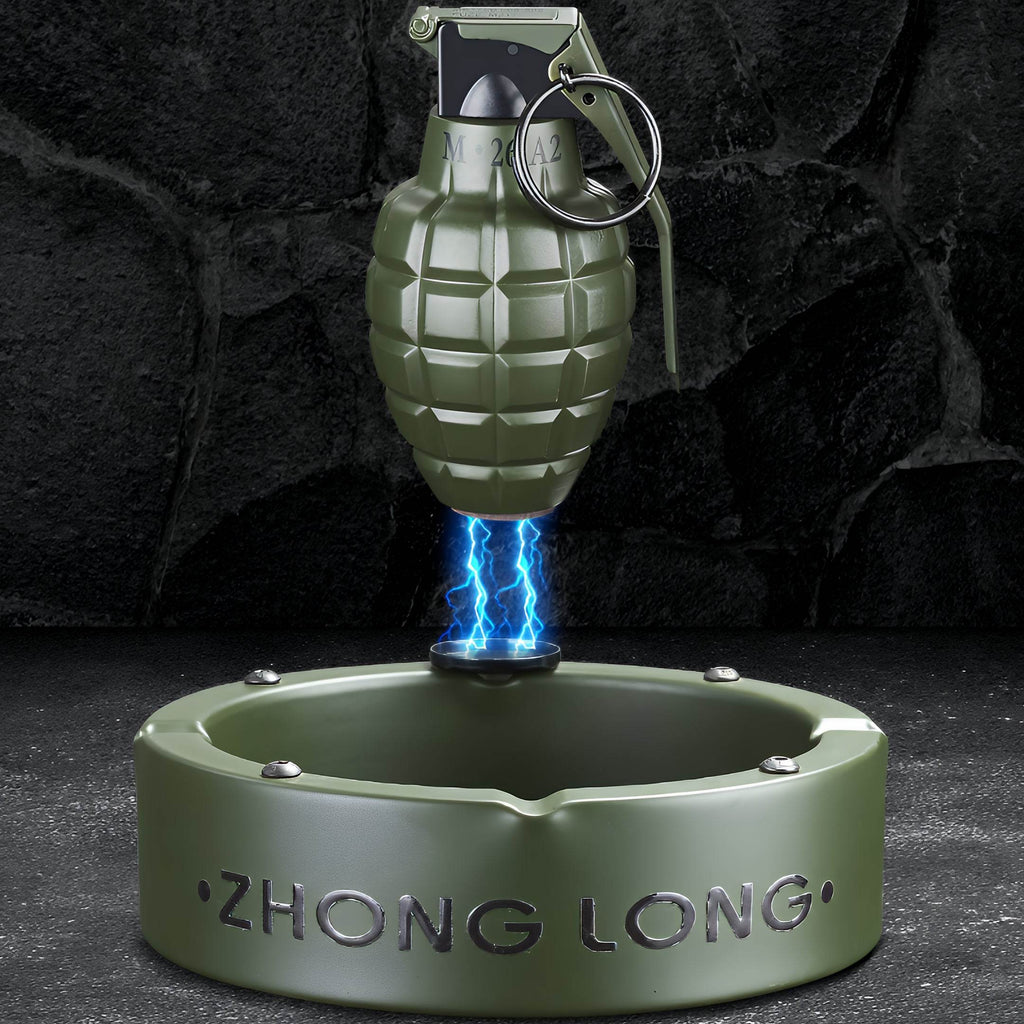Grenade Lighter With Round Ashtray