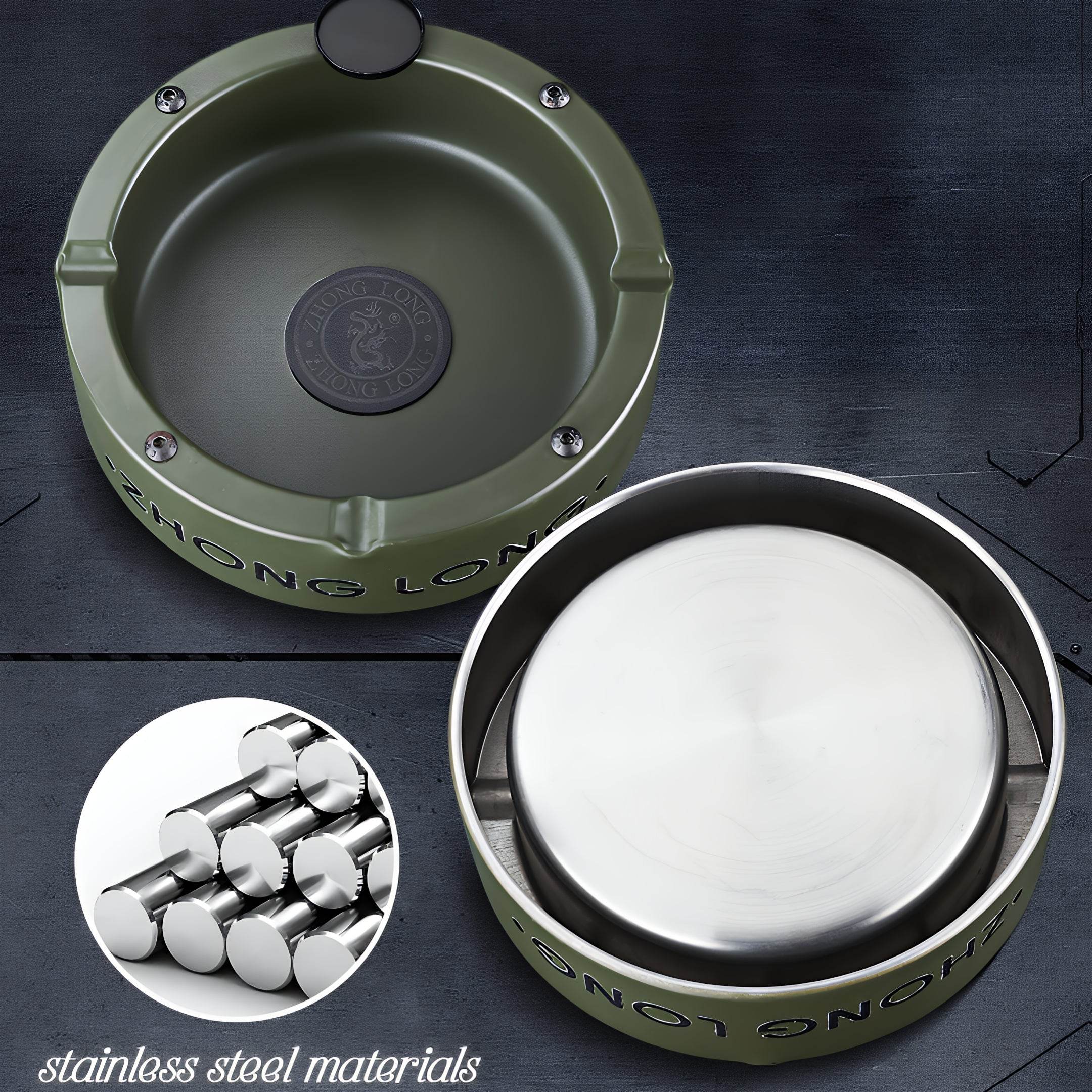 Grenade Lighter With Round Ashtray