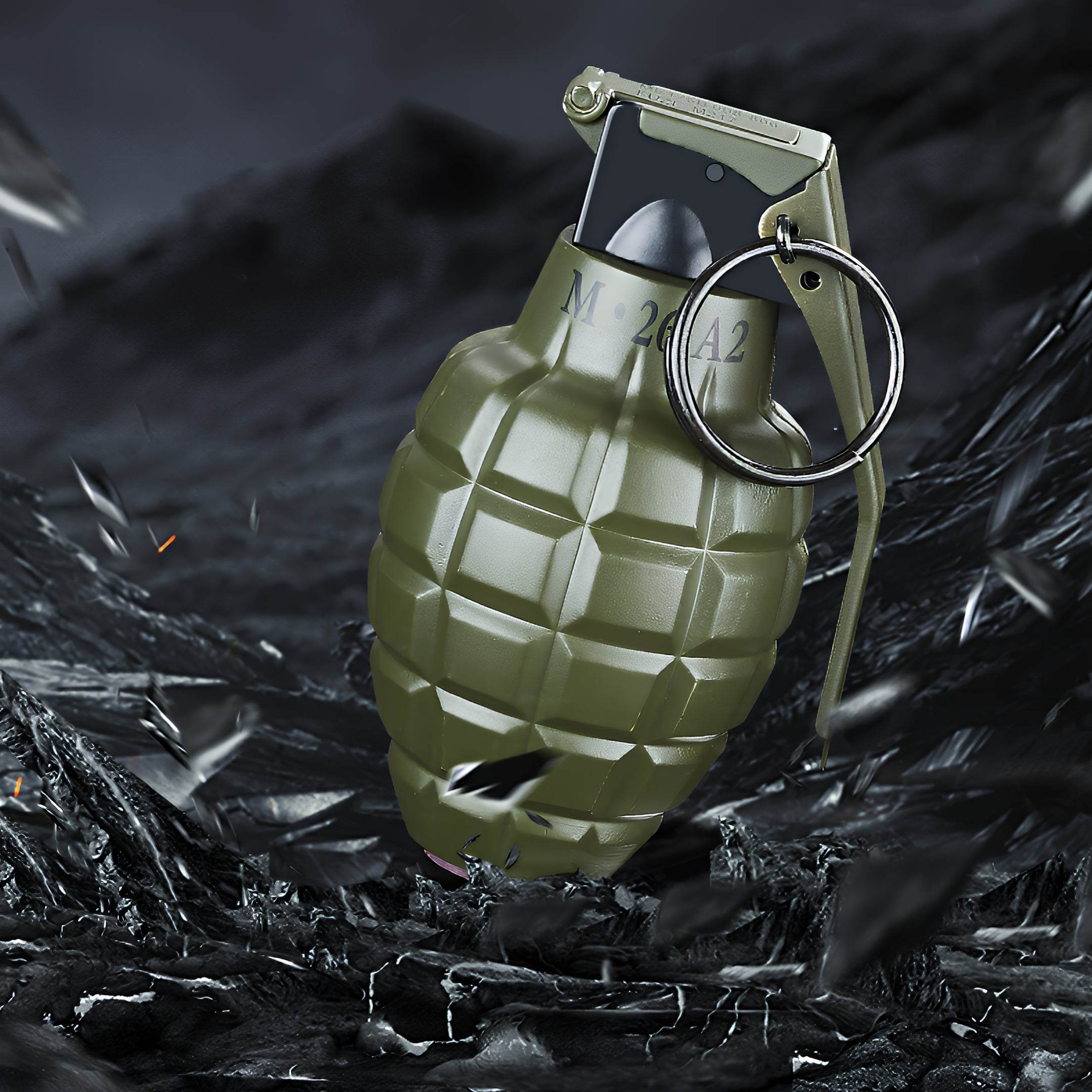 Grenade Lighter With Round Ashtray