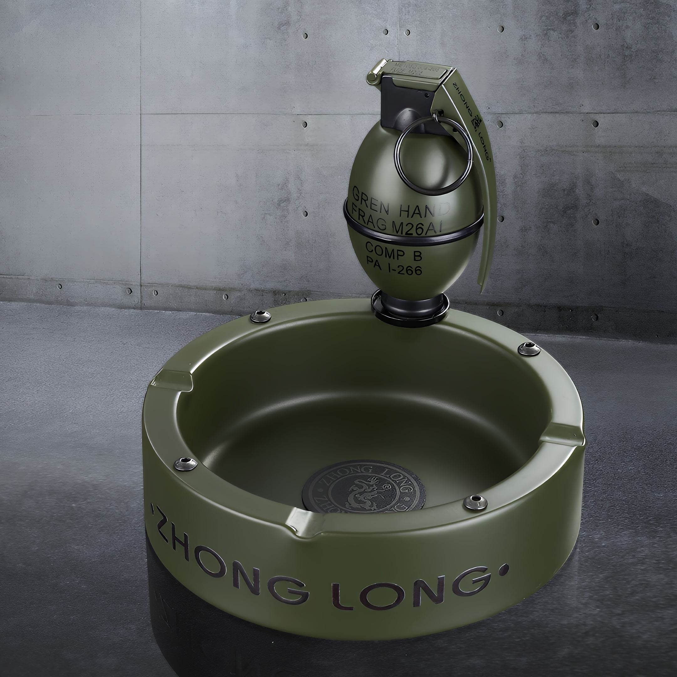 Grenade Lighter With Round Ashtray