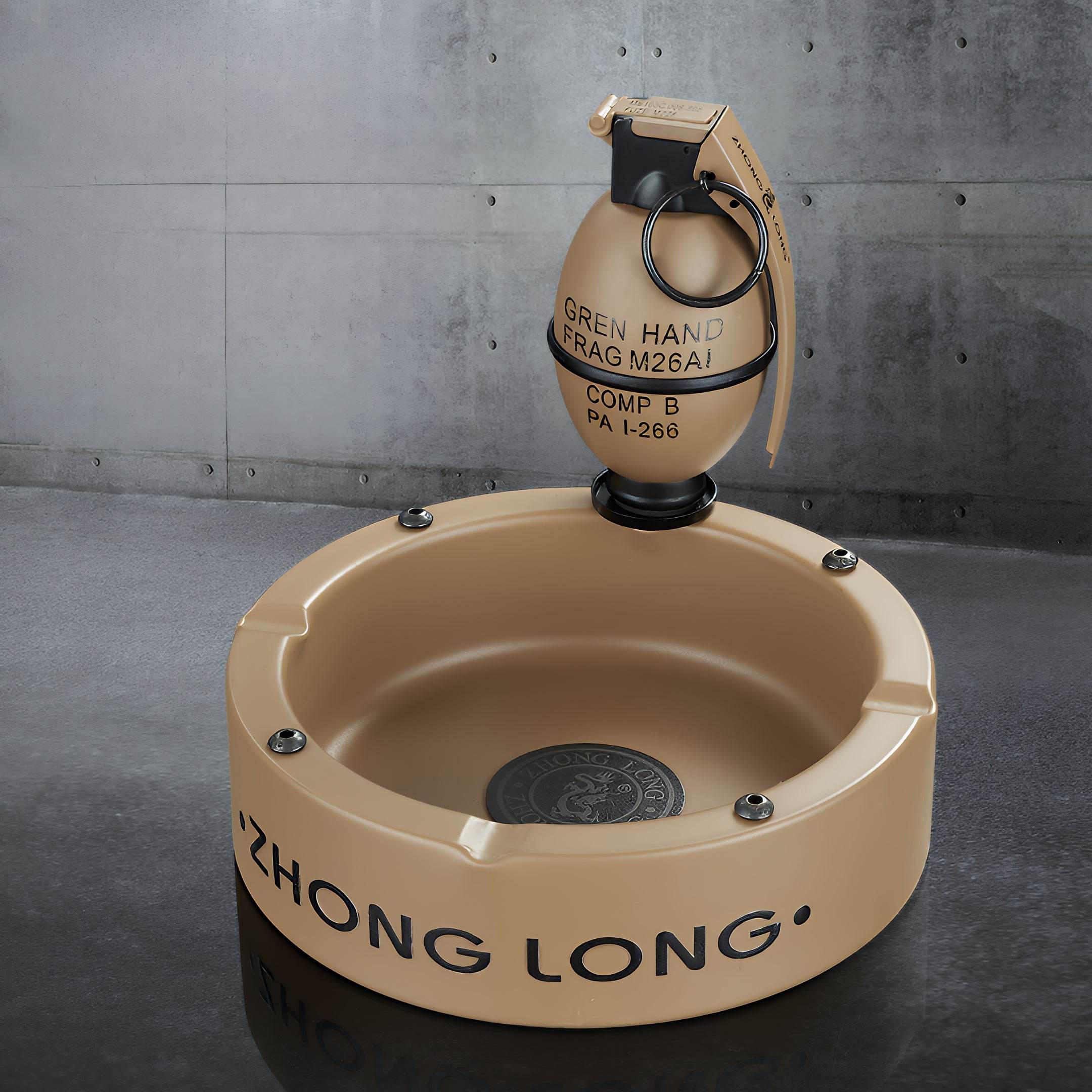 Grenade Lighter With Round Ashtray