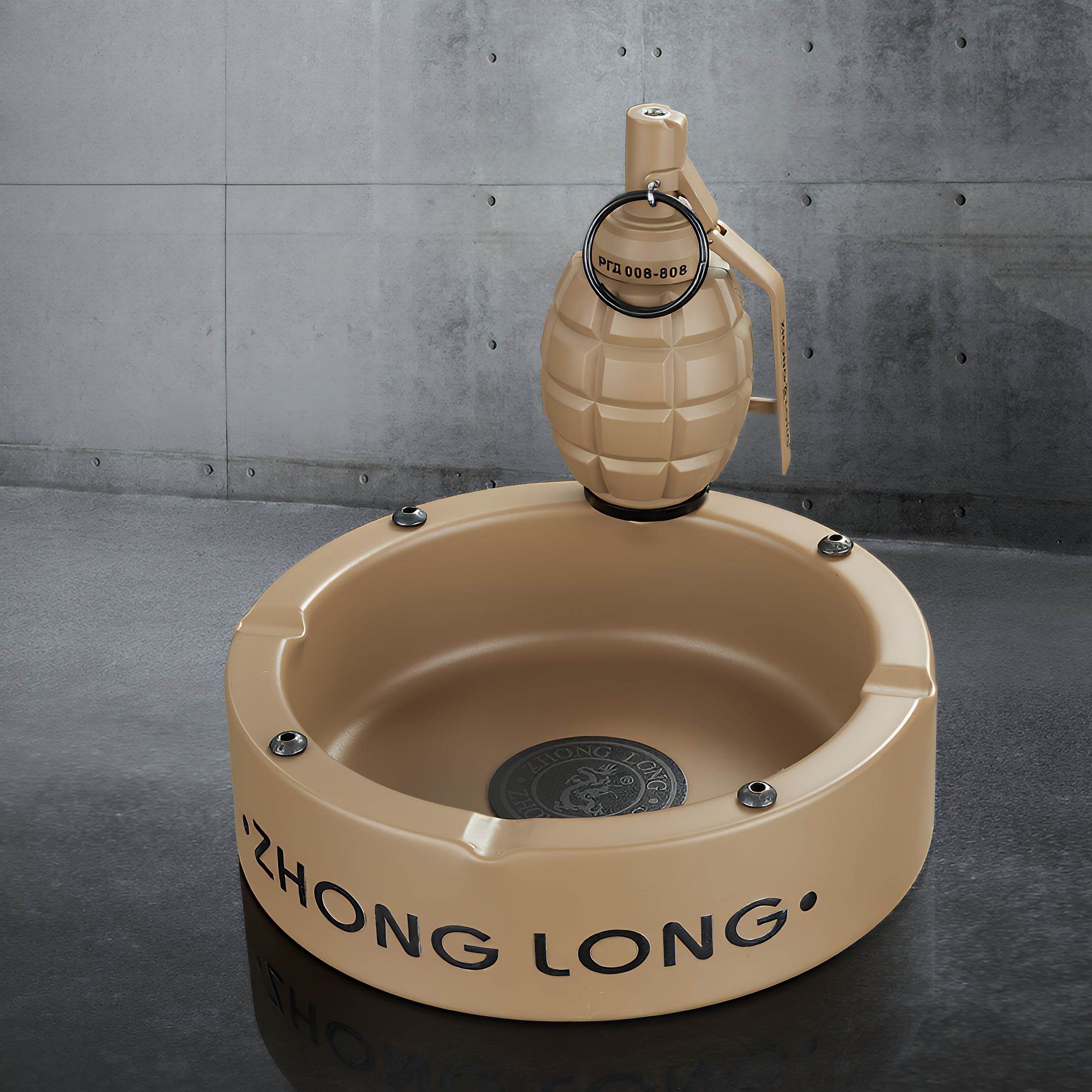 Grenade Lighter With Round Ashtray
